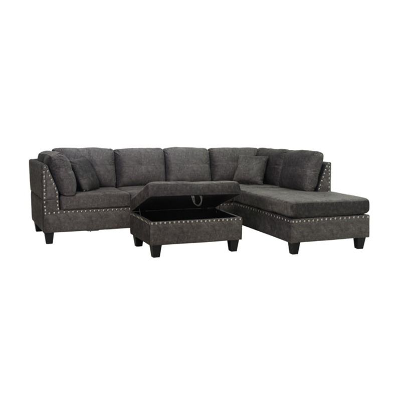 3Pc Sectional Reversible Embossed suede