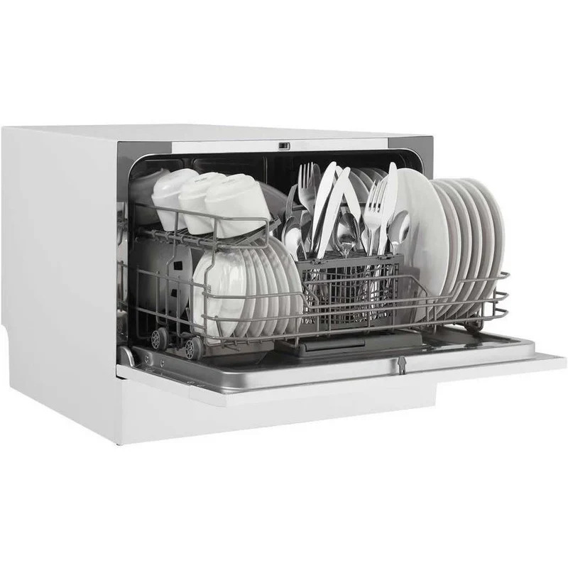 Compact space saving countertop dishwasher