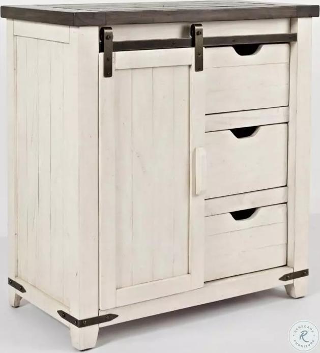 Jofran Madison County 3 Drawer Barn Door Accent Chest - Vintage White