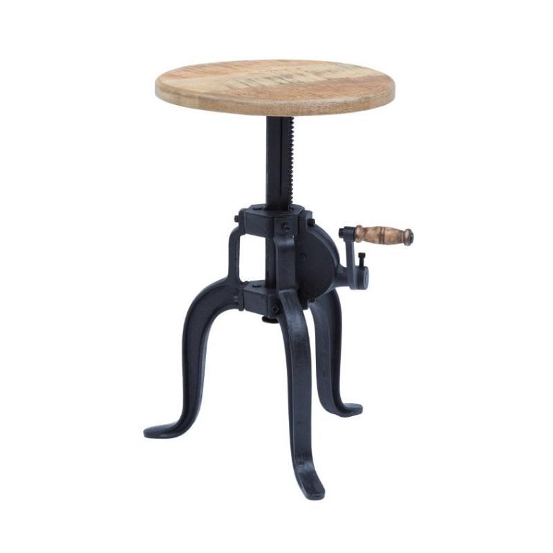 JOFRAN Global Archive Industrial Crank Table in Cast Iron & Mango