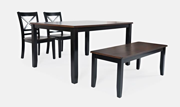 Jofran Asbury Park 4pc Dining (1 TBL/2 CH/1 Bench) - Black/Autumn