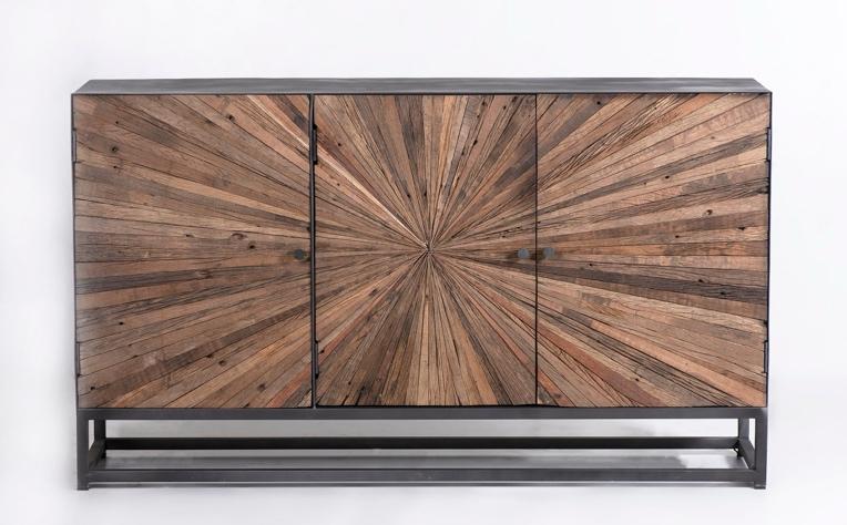 JOFRAN RECLAIMED 3 DOOR ACCENT CABINET - NATURAL FINISH