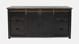 Jofran Furniture Madison County - 70 Inch Barn Door Server/console With 6 Drawers - Vintage Black