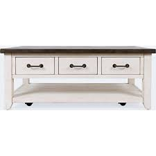 JOFRAN MADISON COUNTY 3 DRAWER COCKTAIL TABLE- VINTAGE WHITE