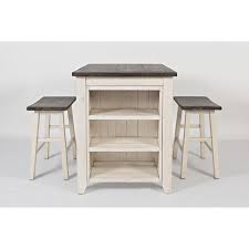 Jofran Madison County 3PC Counter Height Table Set - Vintage White