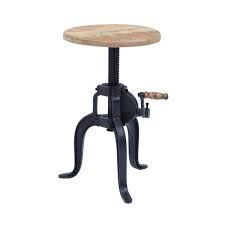 JOFRAN Global Archive Industrial Crank Table in Cast Iron & Mango