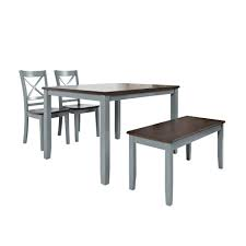 Jofran Asbury Park 4Pc Dining Table Set(1-TBL/2-CH/1-BNH) - White/Autumn