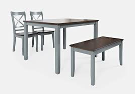 Jofran Asbury Park 4Pc Dining Table Set(1-TBL/2-CH/1-BNH) - Grey/Autumn